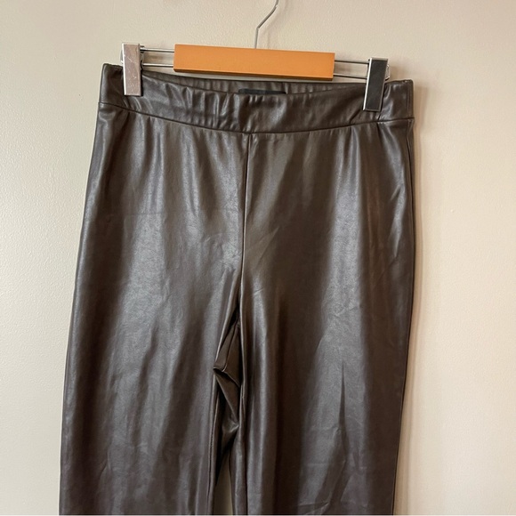 ARITZIA TEN BY BABATON Upstage Vegan Leather Pants Brown High Rise Flared - Picture 4 of 8